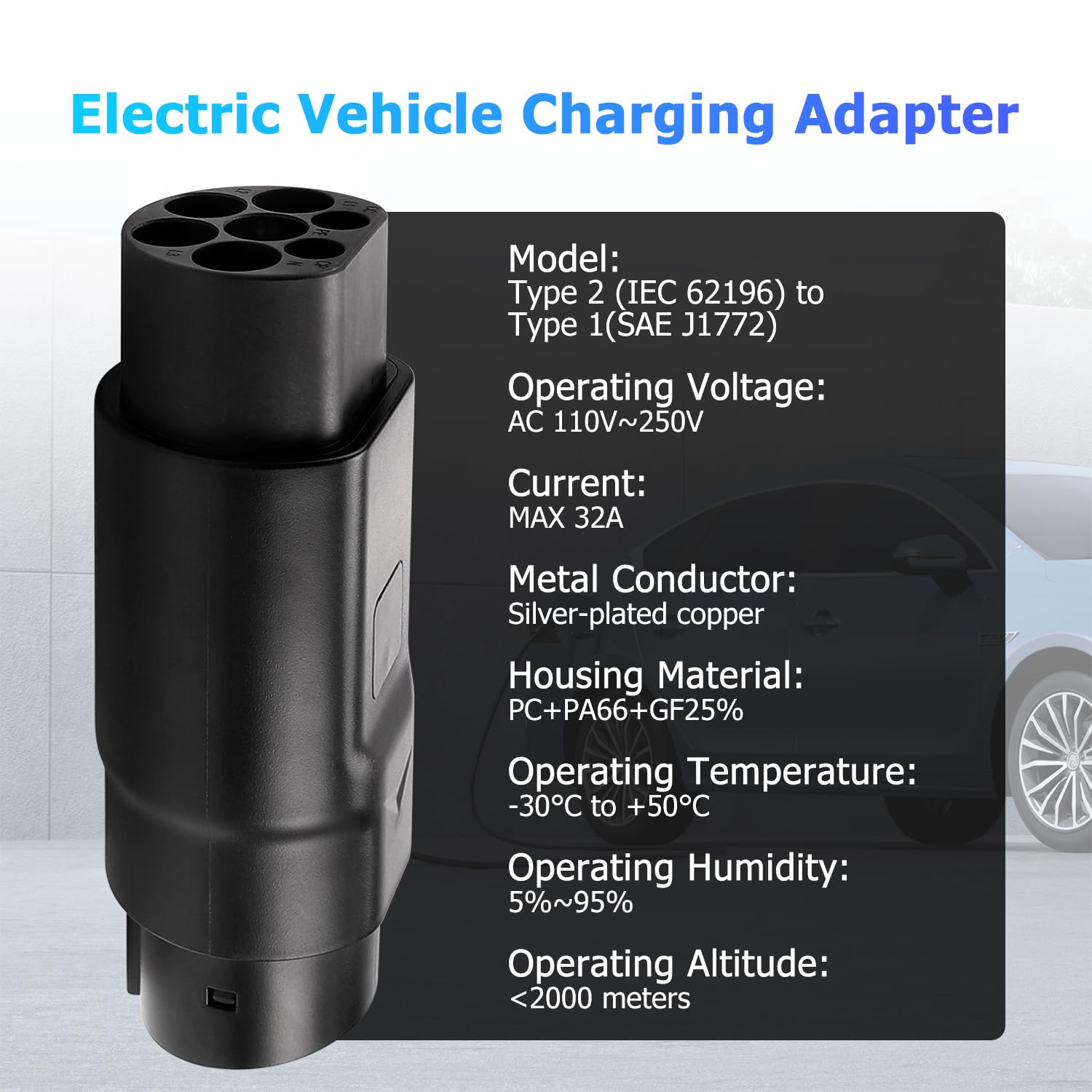 Erato Typ 2 do typu 1 adapter do ładowania EV Konwerter 32 A AC