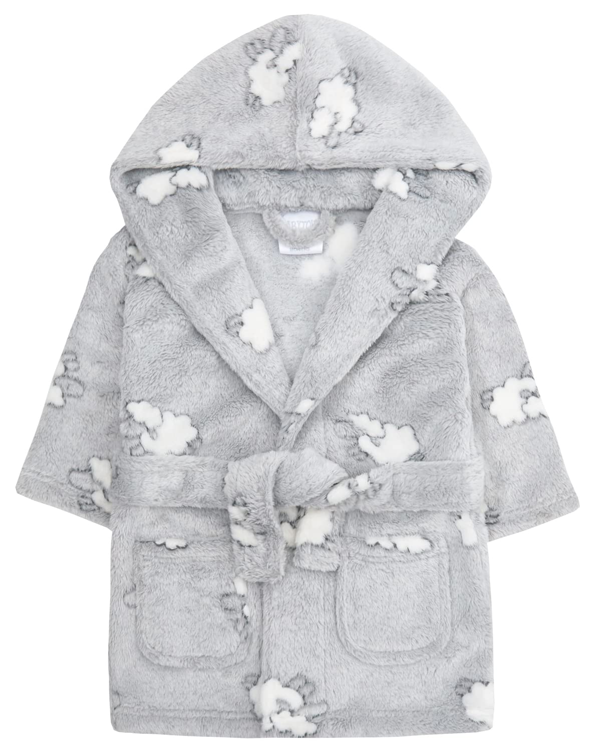 Babytown Men's Multicolor Baby Boys & Girls Lamb Plush Fleece Dressing Gown (0-6 Months, Grey)