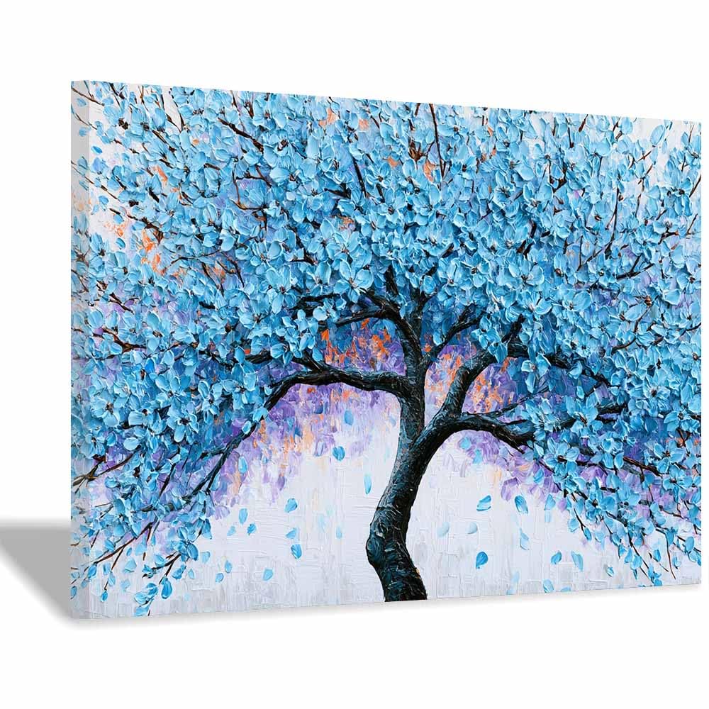 HOQIU Wall Pictures Moody Blue Tree tree poster, landscape wall art, for Living Room Bedroom Bathroom.(Multicolor)-30x40cm Framed