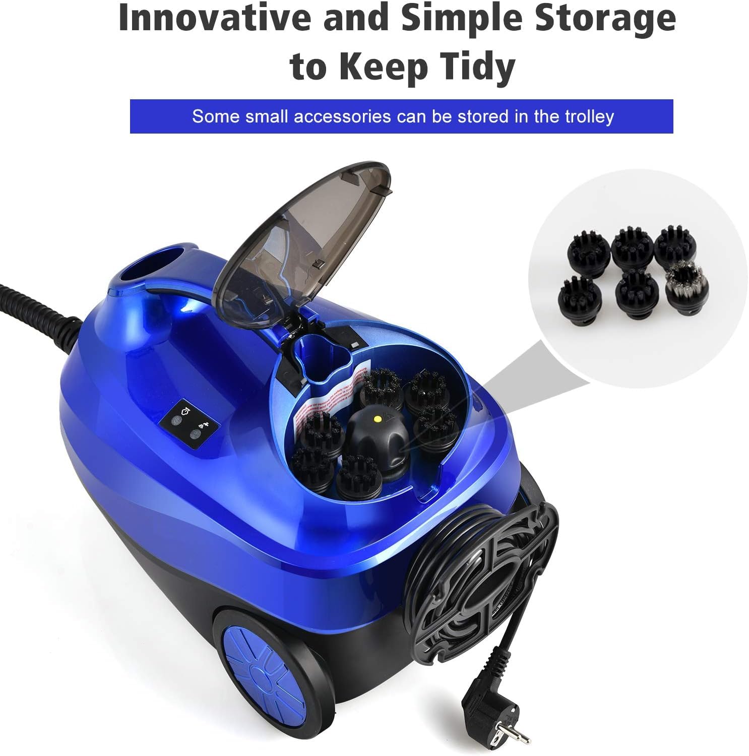 RELAX4LIFE Vaporeta Limpieza Hogar 2000W con Depósito 1,5L, Limpiador a Vapor con 19 Accesorios, Caldera de Alta Presión 4 Bar, Temperatura hasta 108°C y Cable de Alimentación 3,7M (Azul)
