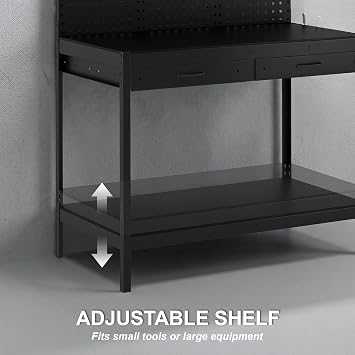 HOMCOM Workbench with Pegboard Heavy-Duty 272 kg 110 x 60 x 150 cm Black