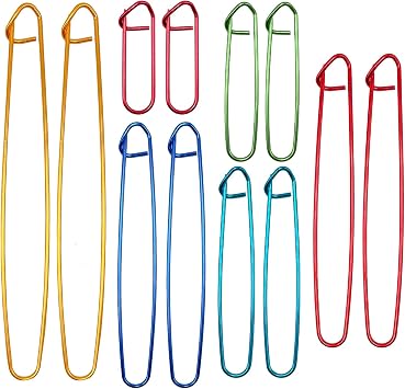 12 Pcs Knitting Stitch Holders Aluminum, Colorful Yarn Stitch Holder for Practical Knitting Crochet Tools for Sweaters Socks Yarn Sewing DIY Blankets