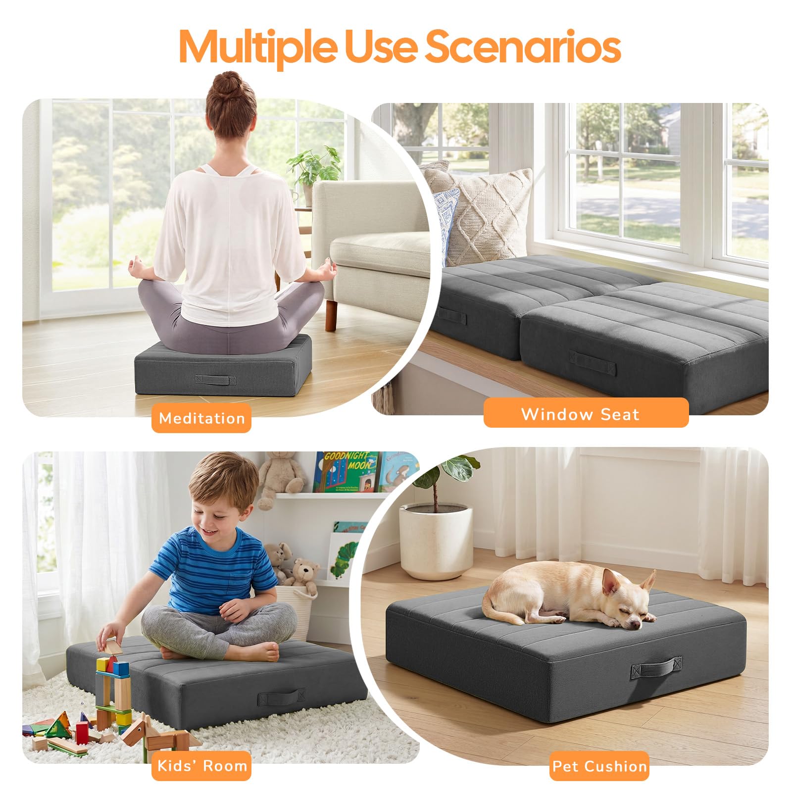 Amazon.com: MeMoreCool Square Floor Pillows for Adults Kids, 2 