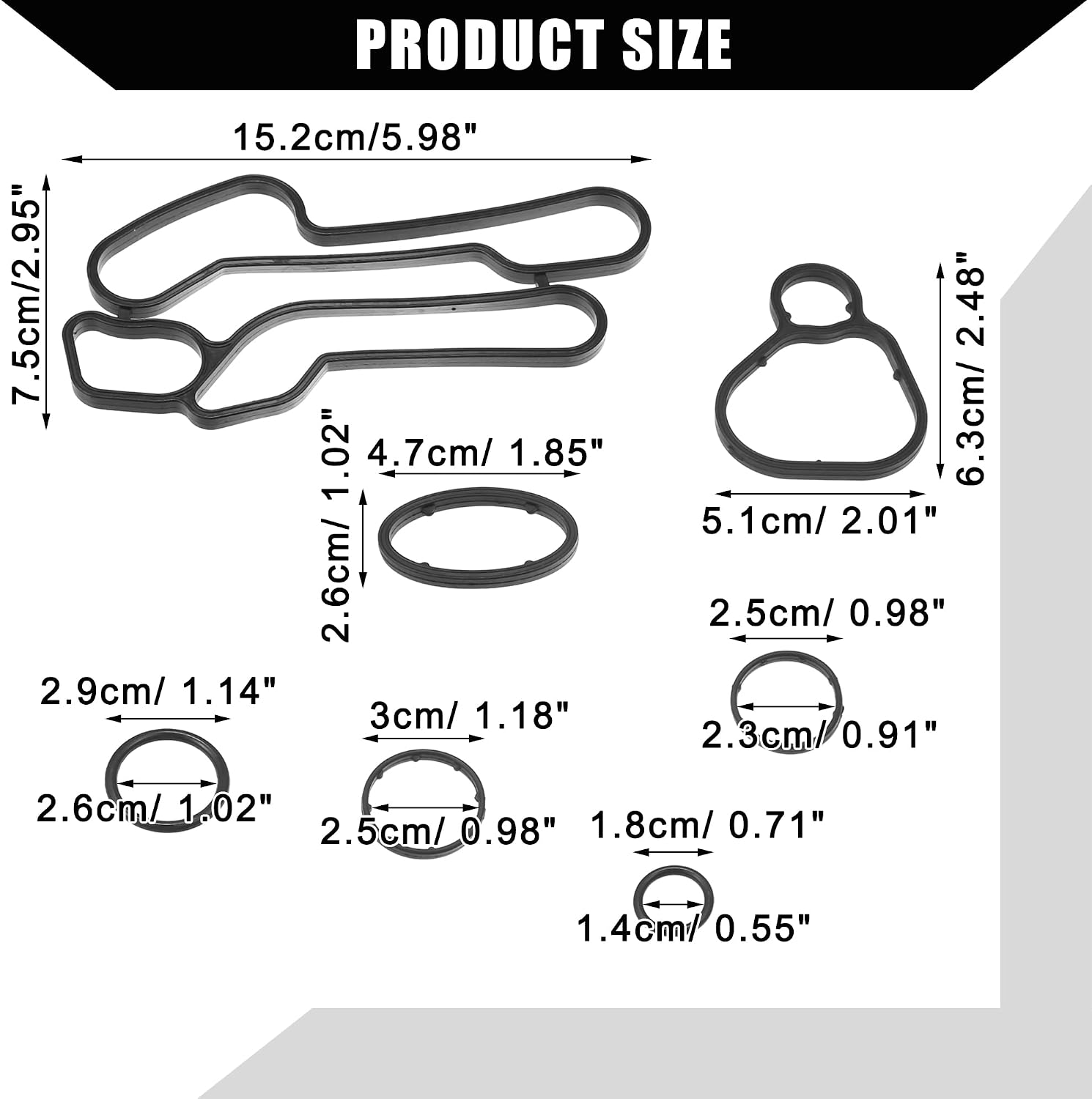No.55355602/5650834 Oil Cooler Gasket for Opel Corsa D 2011-2014 / Inner Engine Oil Filter Adapter Gasket/Durable Rubber / 1Set Black