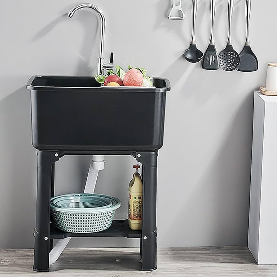 Amazon.co.jp: FZYUAN ランドリーシンク 蛇口と洗濯板付き