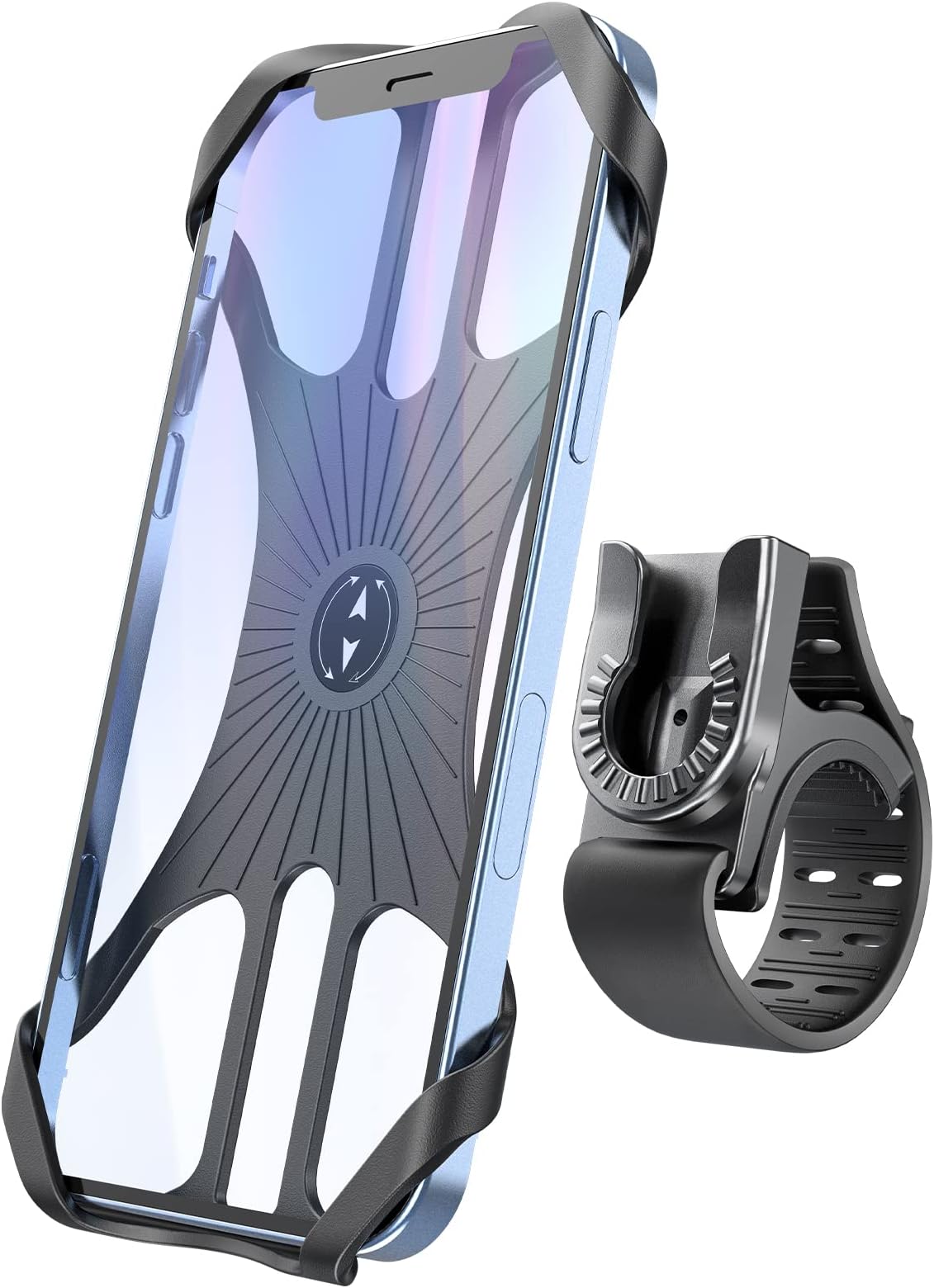 Bike Phone Holder, 360° Rotatable Adjustable Detachable Motorcycle Phone Mount, Universal Silicone Phone Holder Compatible with iPhone 13 12 11 Pro Max/XR/XS/8/7/6 Plus, Samsung (4.0"-7.0")