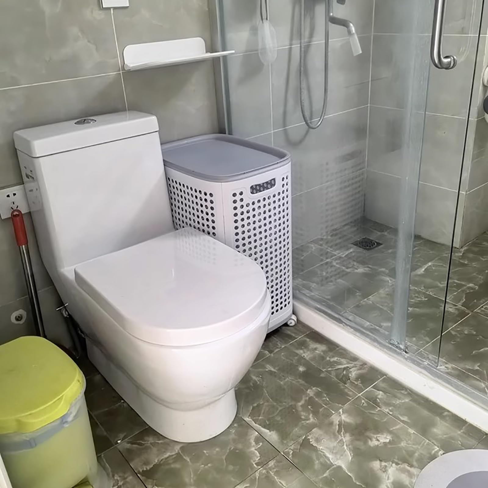 Cesto portabiancheria in plastica PP con doppi manici, design ventilato per una facile ordinazione e conservazione