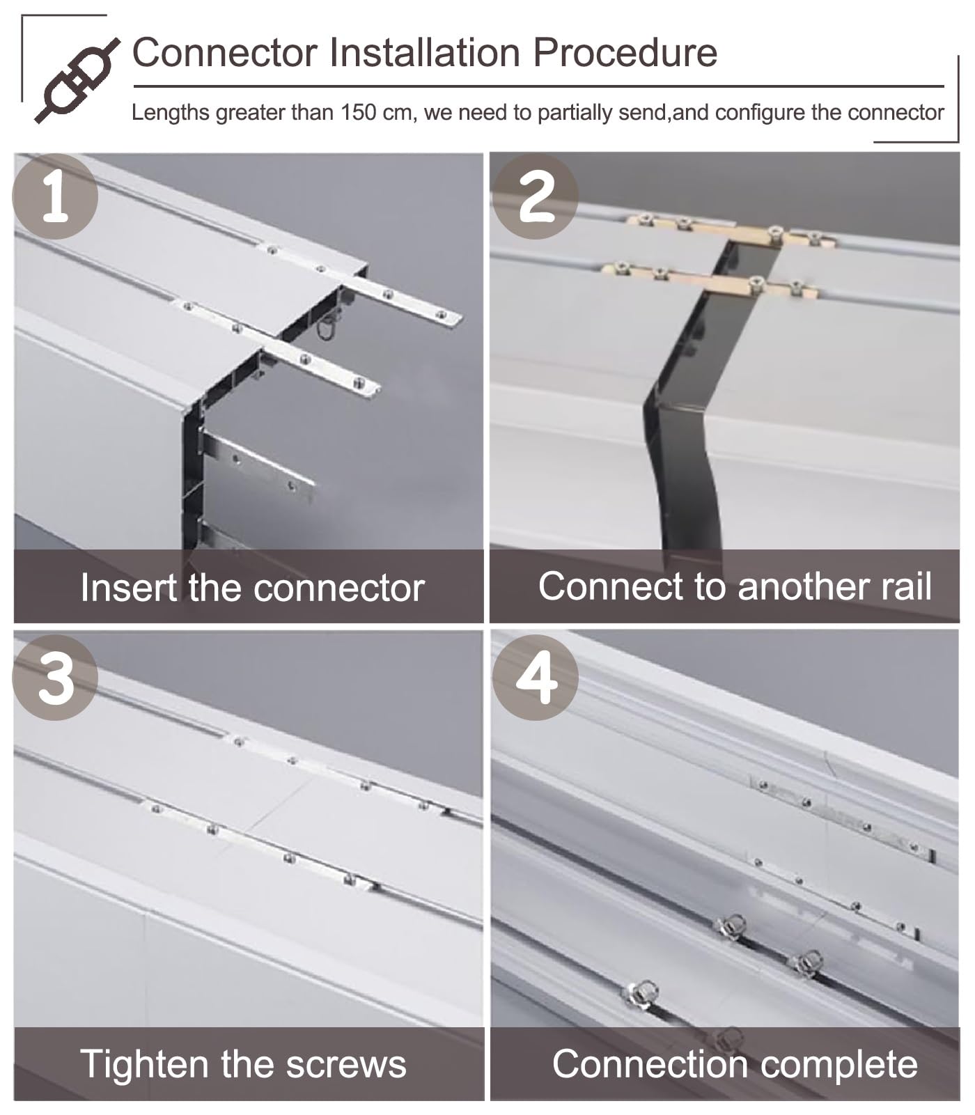 Système de rail de rideau avec crochets roulants pour un fonctionnement fluide et silencieux, longueur réglable pour la maison et le bureau