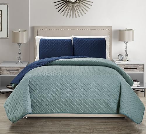 Miniatura 6 de Juego de colcha reversible coral en relieve Cal King