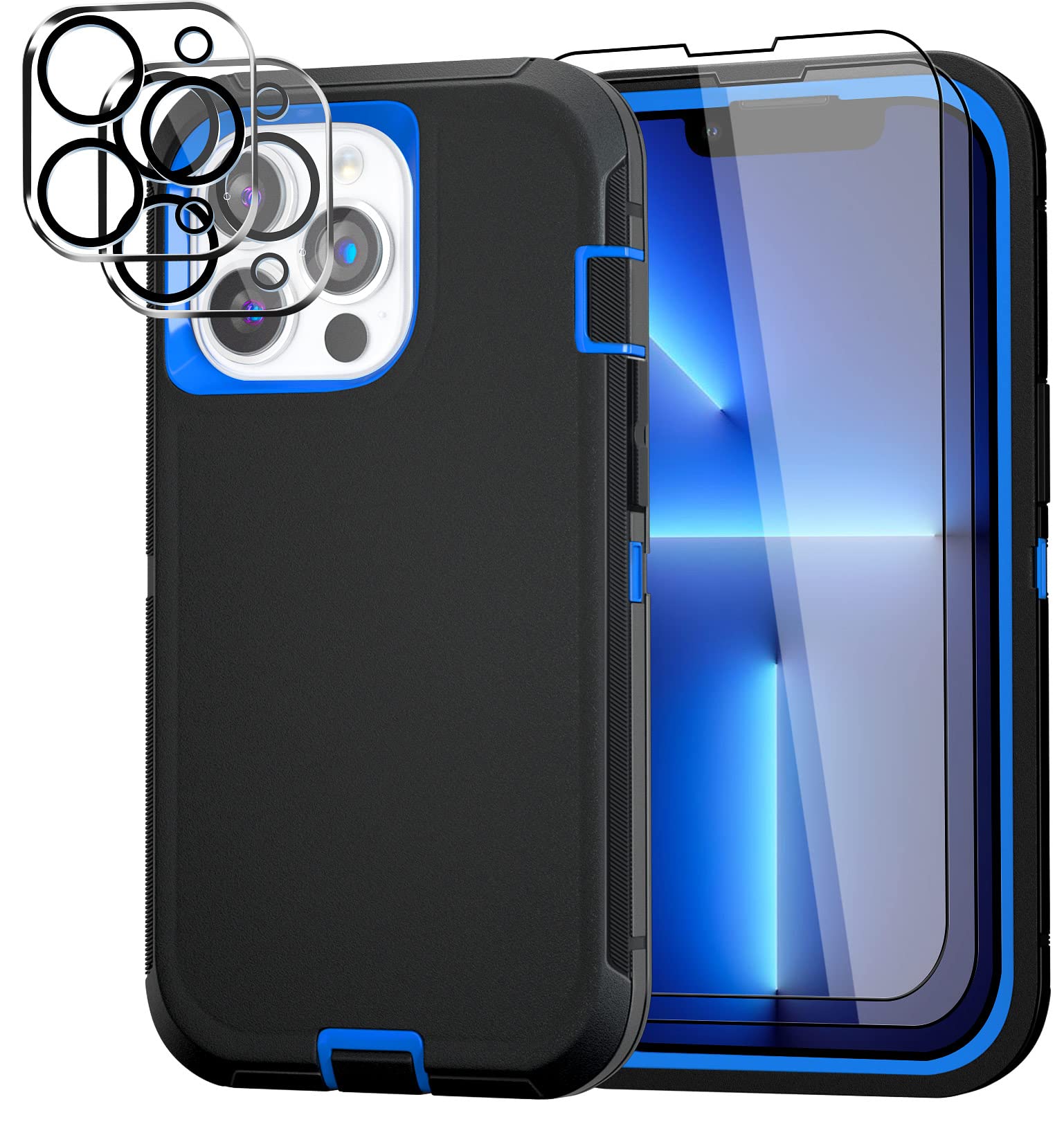 GYJ Case for iPhone 13 Pro Case 6.1" with 2 Screen Protector + 2 Camera Lens Protector, Full Body Heavy Duty Military Grade Cover, Shockproof/Drop