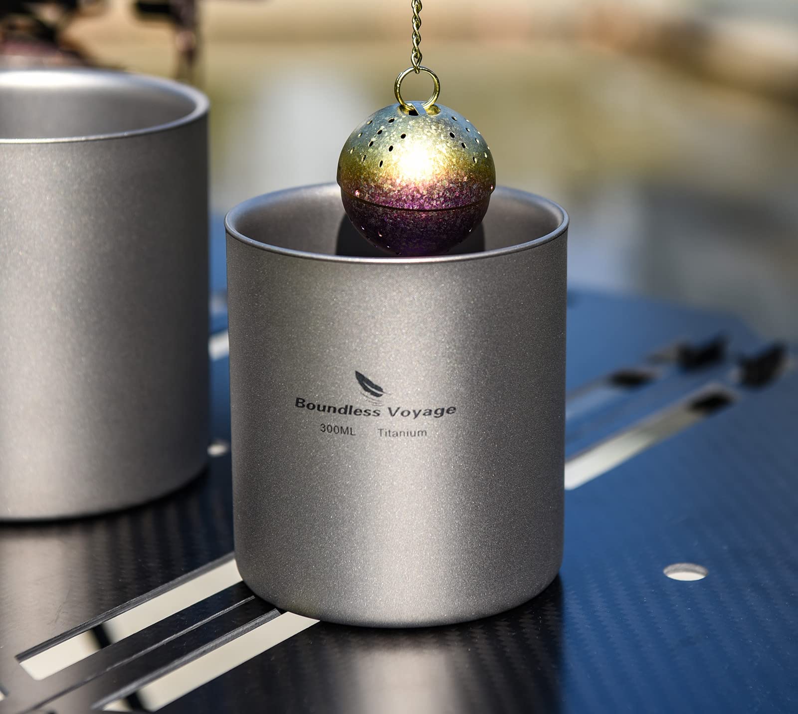 iBasingo Ti3029D Tasse à double paroi en titane ultralégère 300 ml pour le camping, le thé, le café, le froid, la chaleur, la vaisselle portable pour l'extérieur, les voyages, la randonnée, les