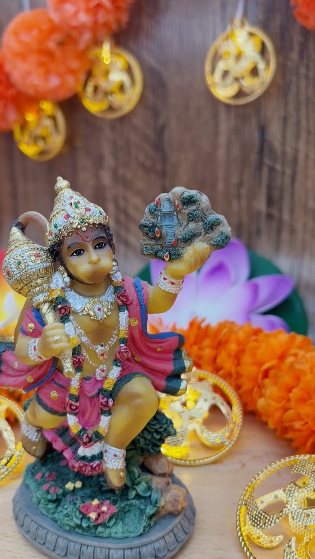 Estatua de Hanuman Volador Hindu 5.3" H miniatura 7
