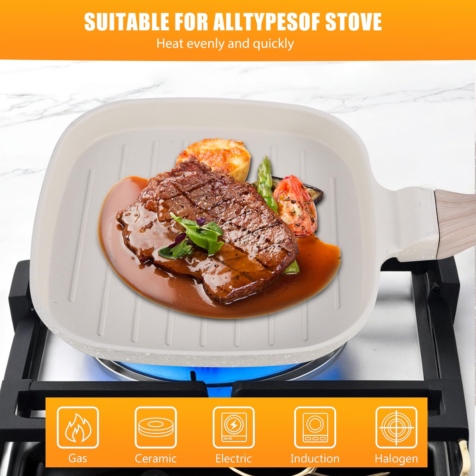 Poêle à Frire Carrée En Aluminium Forgé Avec Revêtement Céramique