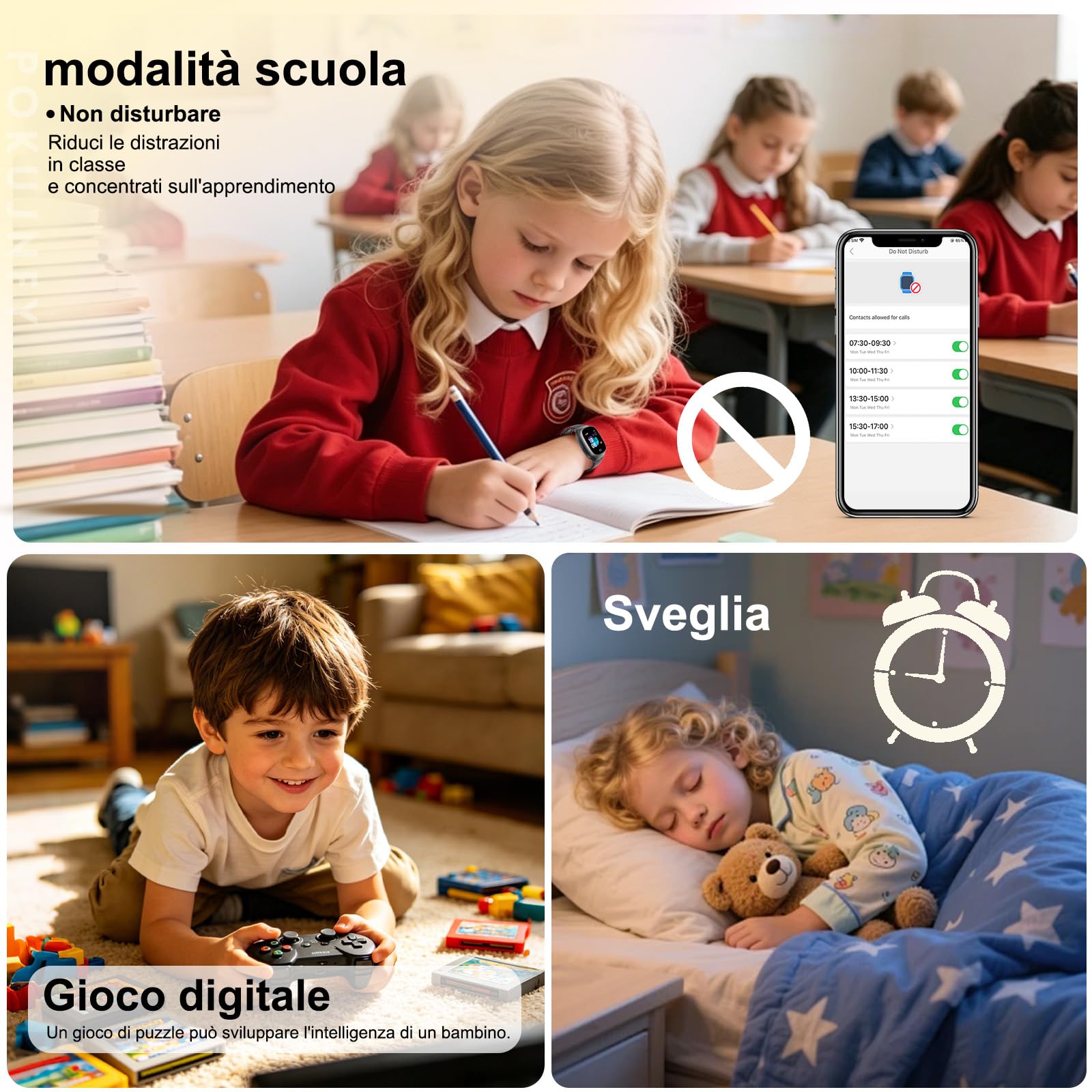Smartwatch Bambini GPS Telefonate Chat SOS Contatti Sveglia | Giochi IP68 Impermeabile Modalità Classe Digitale Orologio Smartwatch Bambini Bambino Bambina Compleanno Regalo
