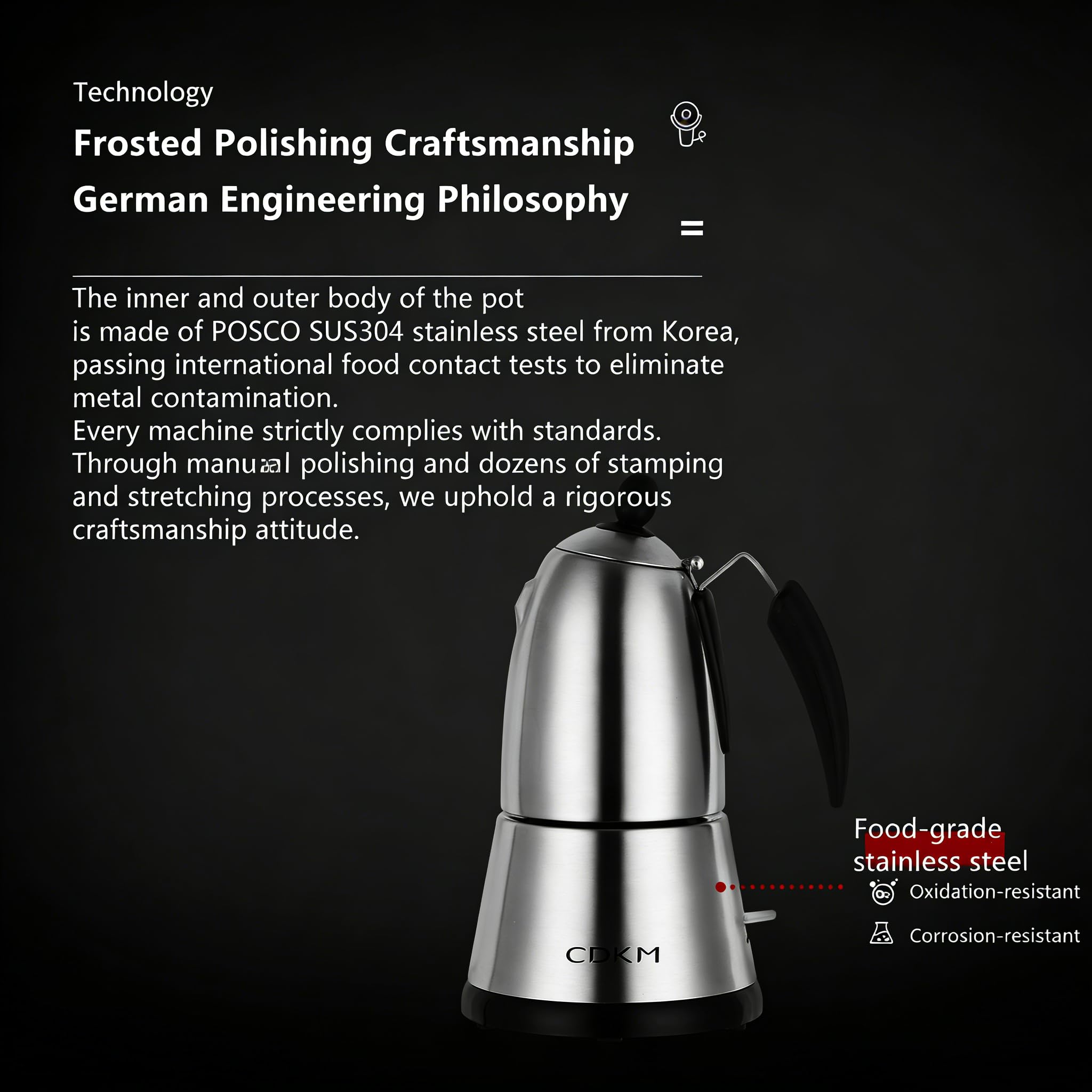 Cafetera eléctrica Moka – Olla eléctrica Moka con válvula de seguridad italiana, termostato STRIX UK, acero inoxidable 304 – Preparación de café espresso rico y aromático (230, mililitros)