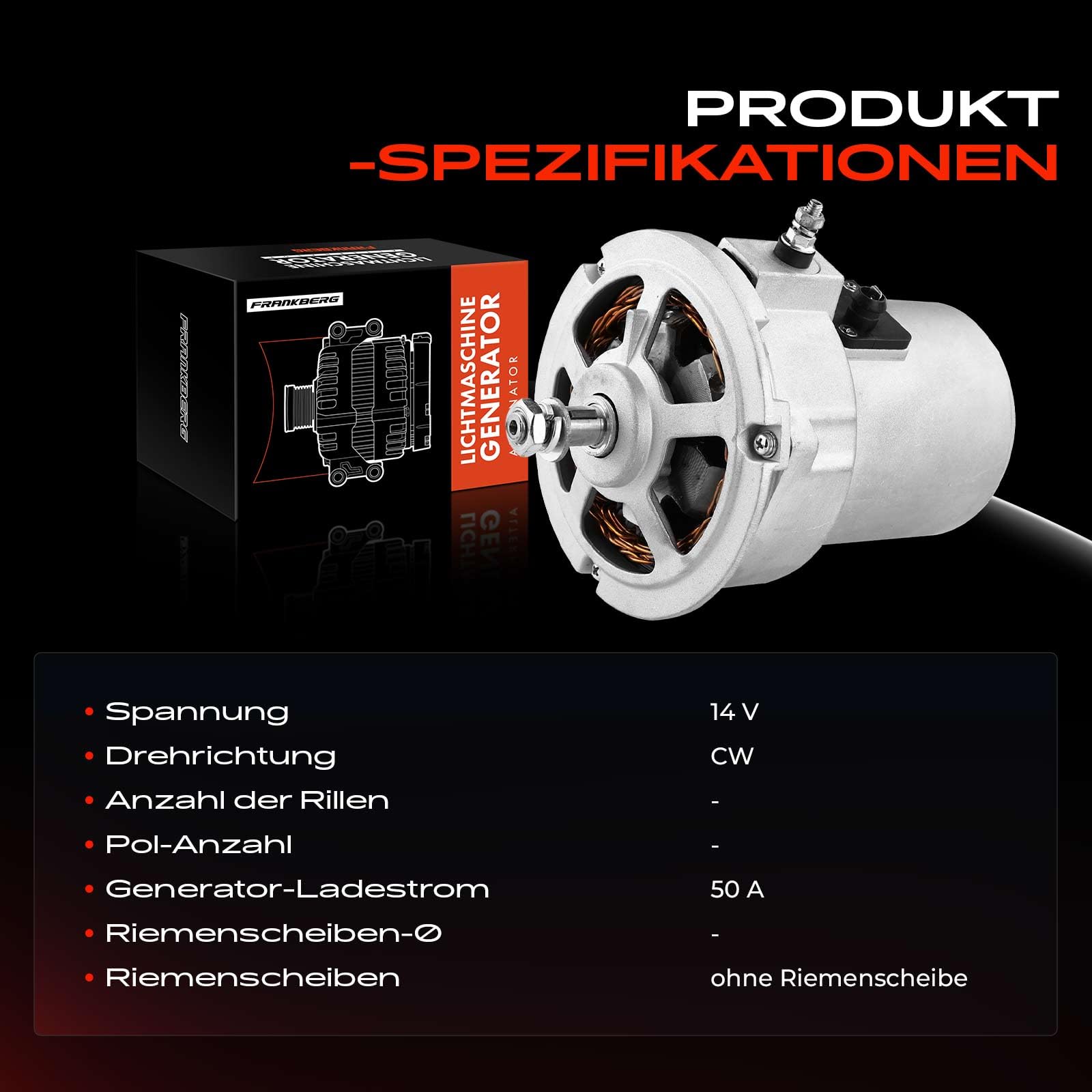 Frankberg Lichtmaschine Generator 55A Kompatibel mit Kaefer 1.2L-1.6L 1954-2003 Kaefer Cabriolet 15 1.2L-1.6L 1973-1975 Transporter II Bus 1.6L 1974-1979 Replace# 043903023C