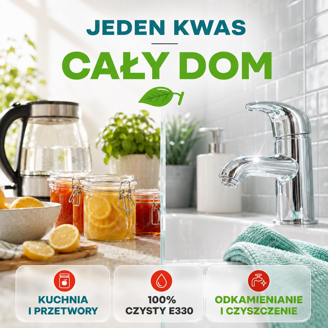 GiDeli Kwas Cytrynowy 4 Worki po 5 kg - E330 Spożywczy - Odkamieniacz