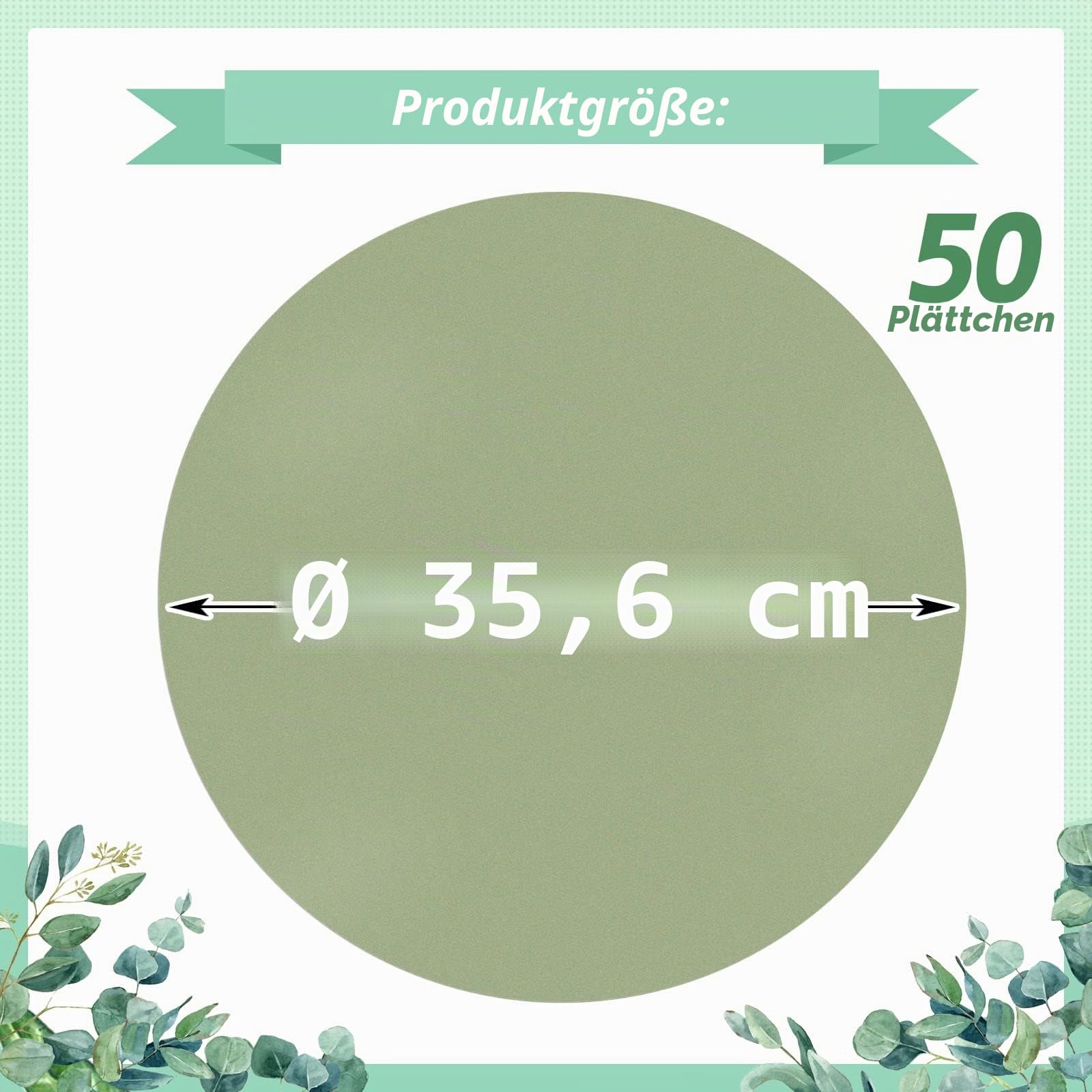 50 Stück Salbeigrüne Papier-Tischsets, Salbeigrün, runde Einweg-Tischsets, grüne Papierdeckchen, dekorative Platzsets für Hochzeit, Bankett, Party, Zuhause, Essgeschirr, Dekor