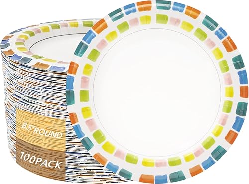 Birthdayparties Platos de papel desechables de 85 pulgadas platos de papel para uso diario platos de papel a prueba de remojo 50 unidades para uso