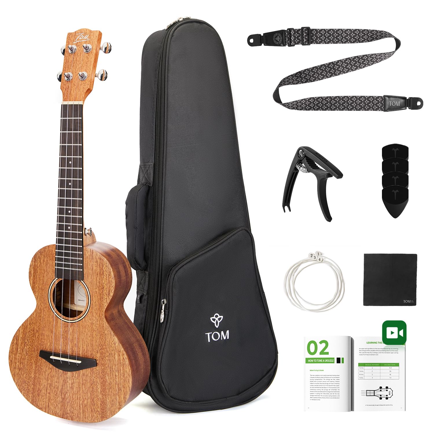 23" Concert Ukulele,Solid Top Mahogany Beginner Kit Includes Quick Locking Ukulele Strap, Ukelele for Professional, Beginner, Kids & Adults, Deep Resonance with D’Addario Strings (AM3-Concert)