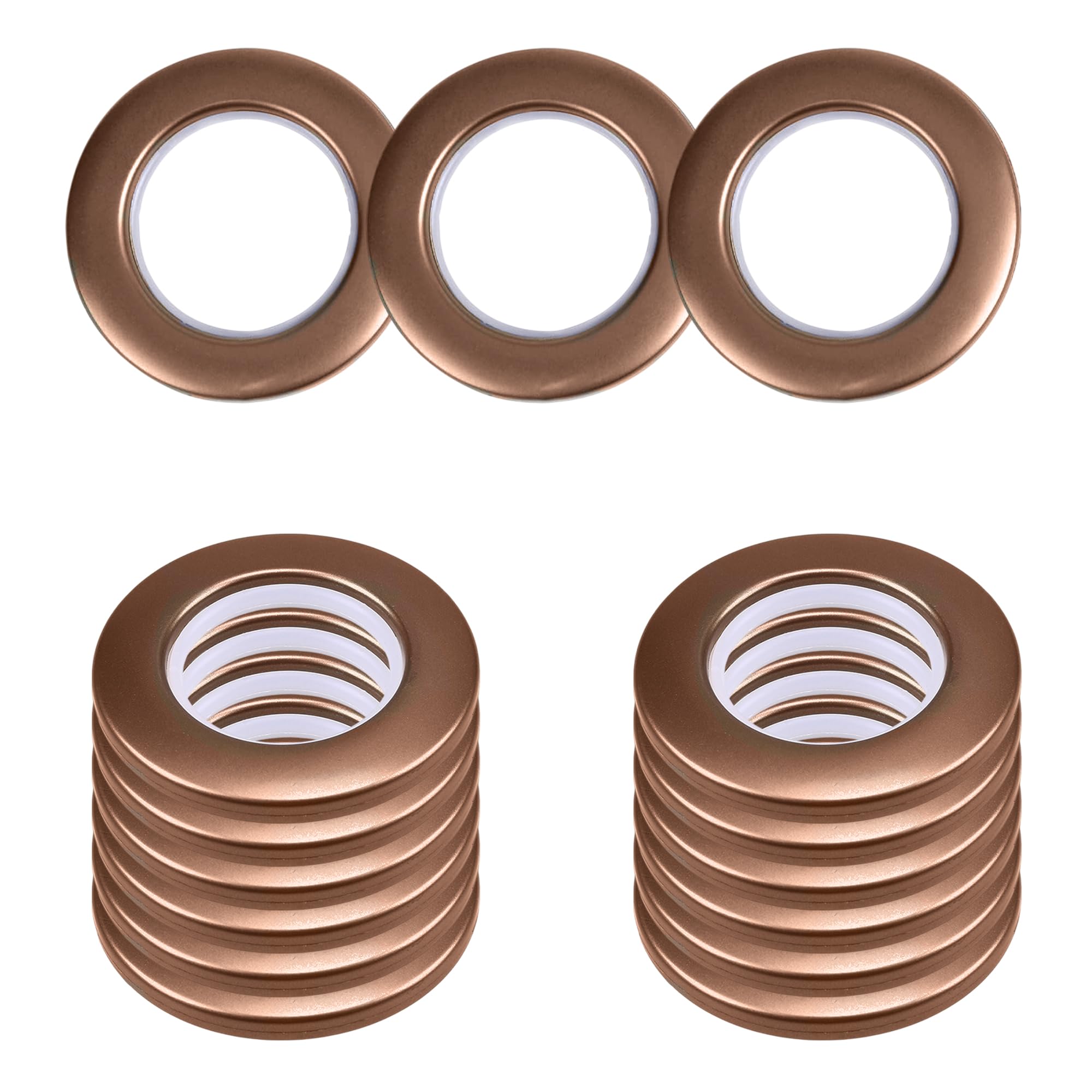 WedDecor 42mm Snap-On Curtain Grommets, Washable Low Noise Eyelet Rings, Smooth Glide Plastic Curtain Rings for Shower Room Divider Drapes, Drapery Hardware, Brown, Set 10 Pieces