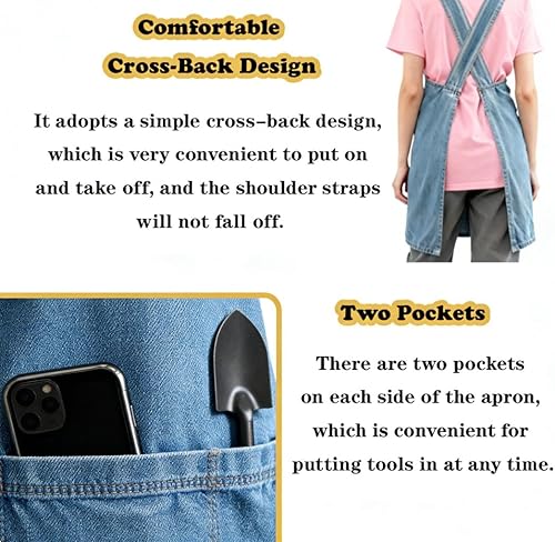 Miniatura 3 de Adult Apron, Cross-strap Apron, Kitchen Cooking Apron, Cooking and Baking Bib, Suitable for Baking and Gardening