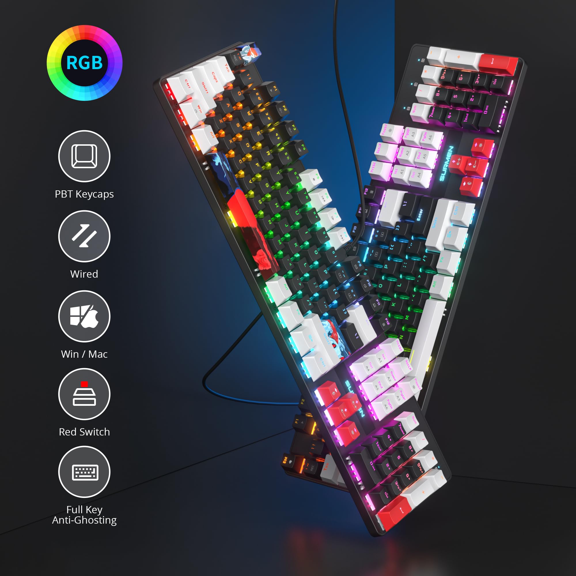 Snapklik.com : SbocKeeb RGB Gaming Keyboard, 104-Key Wired Mechanical ...