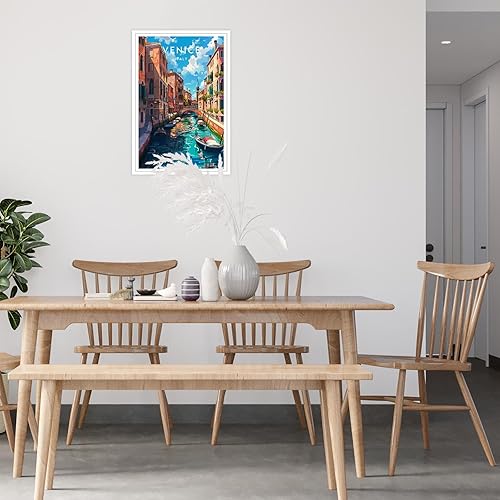 Miniatura 7 de Viokalt Arte de pared de paisaje vintage de Venecia, arte de pared de paisaje de ciudad de Italia, pósteres de lienzo con estampado de ciudades