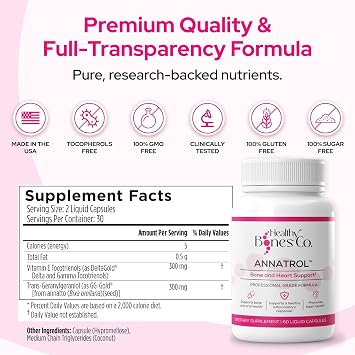 Annatrol Bone & Heart Wellness | Premium Annatto Tocotrienols & Geranylgeraniol (GG) Vitamin E Complex | Advanced Nutritional Formula for Daily Wellness