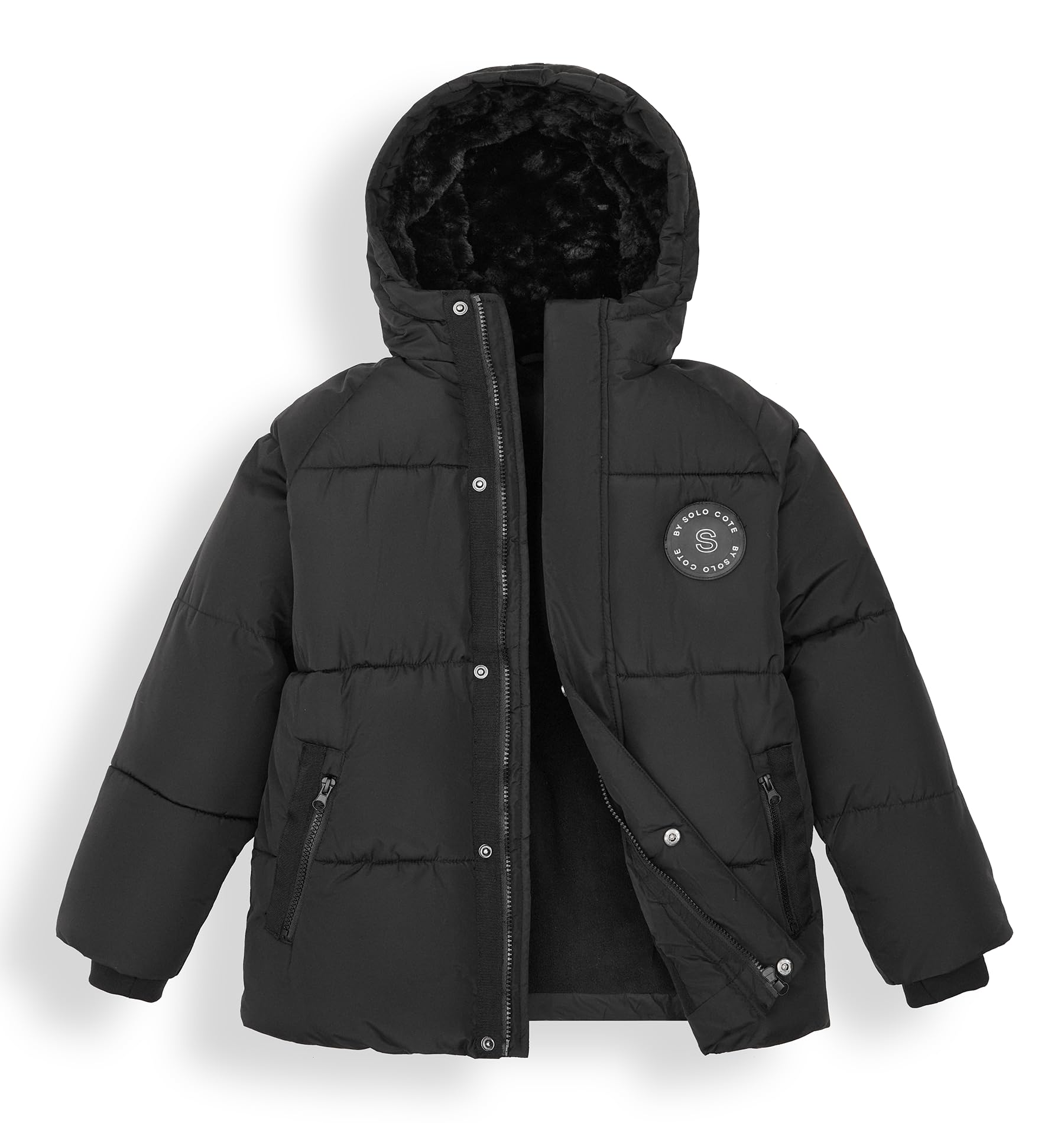 maoo garden Doudoune Hiver Garçon Lourd 128-152cm - Manteau Déperlant À Double Doublure Polaire Pour Grands Enfants