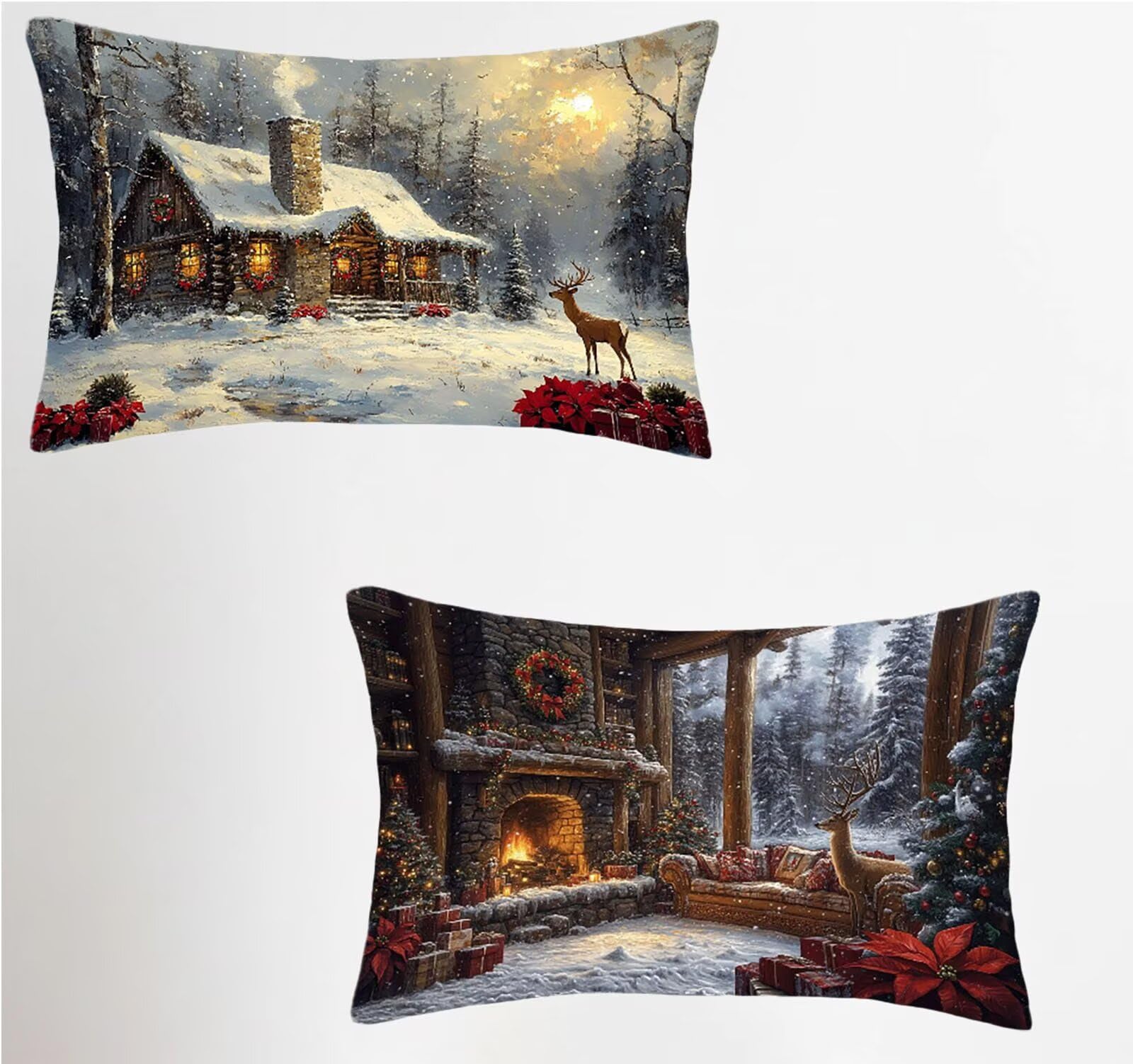 Taie d'oreiller 70x90 en lin imperméable motif cerf élégant
