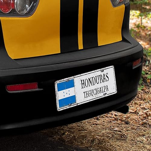Miniatura 6 de Placa de matrícula frontal con bandera de Honduras, bandera nacional, ciudad de Tegucigalpa, placa decorativa de automóvil de 6 x 12 pulgadas,