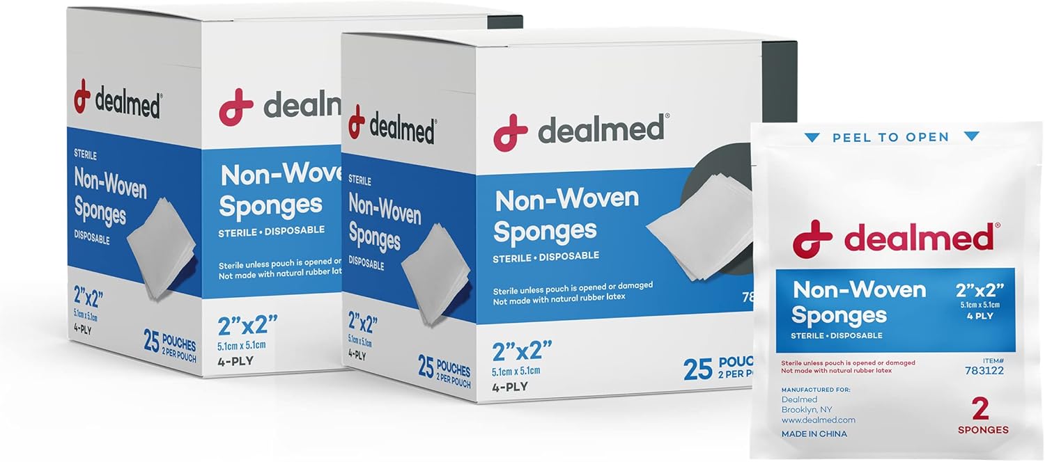 Dealmed Premium Non-Woven Sponges – 2″ x 2″...