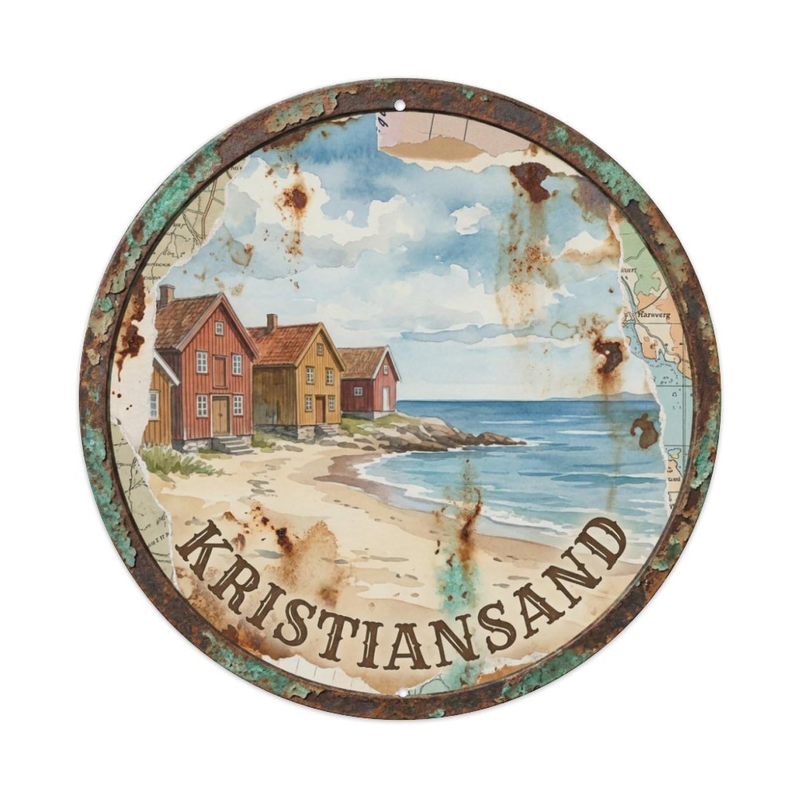 Norway Travel Vintage Kristiansand Metal Tin Sign