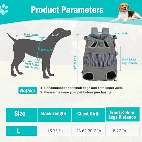 Miniatura 2 de Mochila transportadora para perros  Piernas en la parte delantera  Mochila transportadora de mascotas para perros pequeños, medianos y grandes,