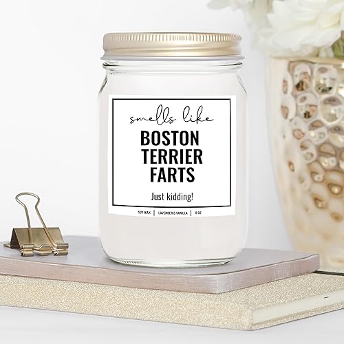 Miniatura 3 de YouNique Designs Vela de soja Smells Like Boston Terrier Farts de 8 onzas  Vela de perro Boston Terrier regalos para los amantes de Boston Terrier
