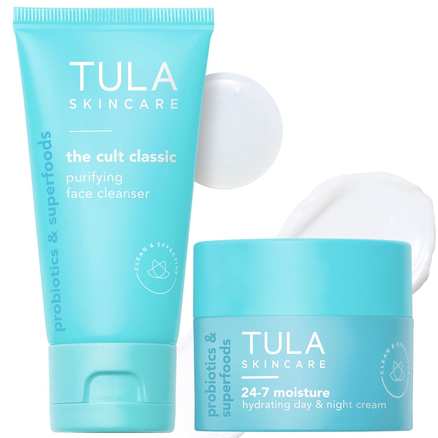 TULA Skin Care 24-7 Hydrating Day & Night Cream 1.5 oz. + Cult Classic Purifying Face Cleanser Travel Size 1 oz., 2 Piece Set