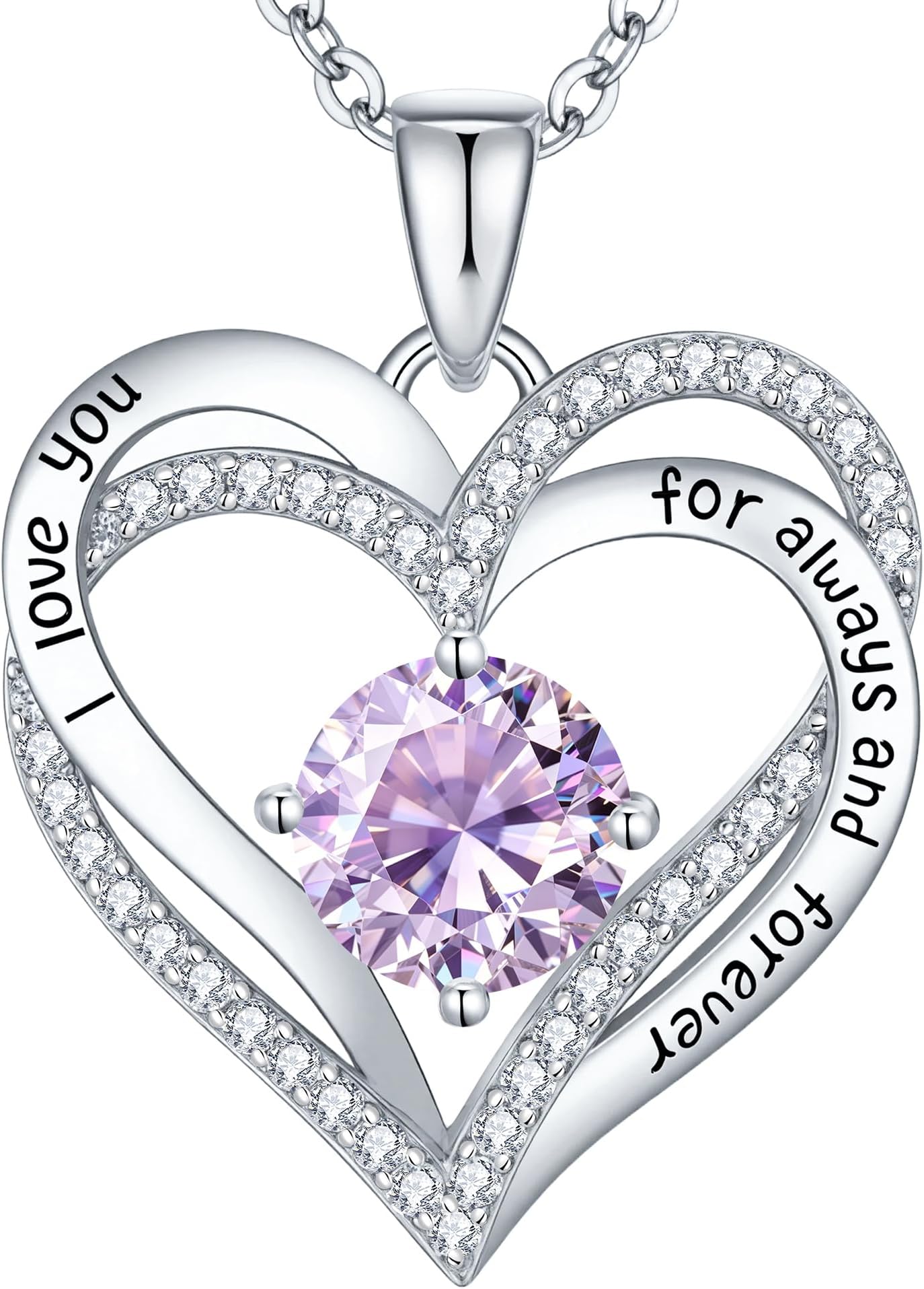 18K Rose Gold Heart Pendant Necklaces,Birthstone Jewelry Gifts for Wife