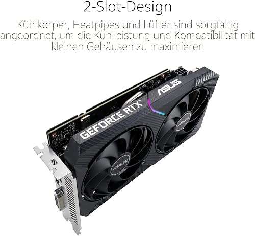 ASUS Dual NVIDIA GeForce RTX 3050 OC Edition Gaming Graphics Card (PCIe 4.0, 8GB GDDR6 memory, HDMI 2.1, DisplayPort 1.4a, 2-slot design, Axial-tech fan design, 0dB technology, and more) - 3
