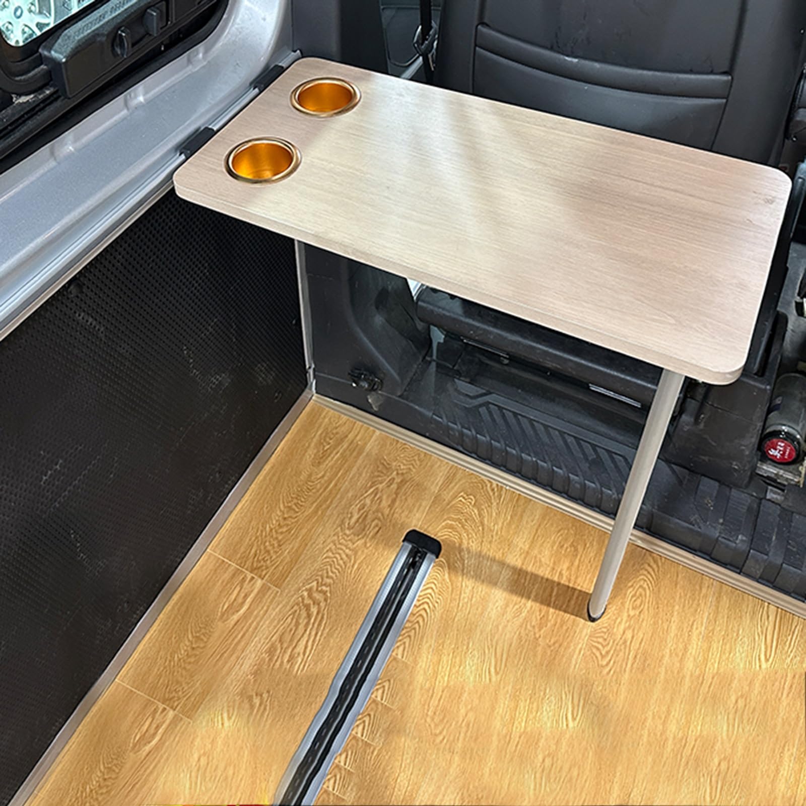 Table Pliante pour Camping-Car, Plateau Voiture, Indispensable pour Les Longs Trajets en Berline, Organiseur de Siège de Berline, Bureau À Domicile et Camping.(Beige,70 * 35)
