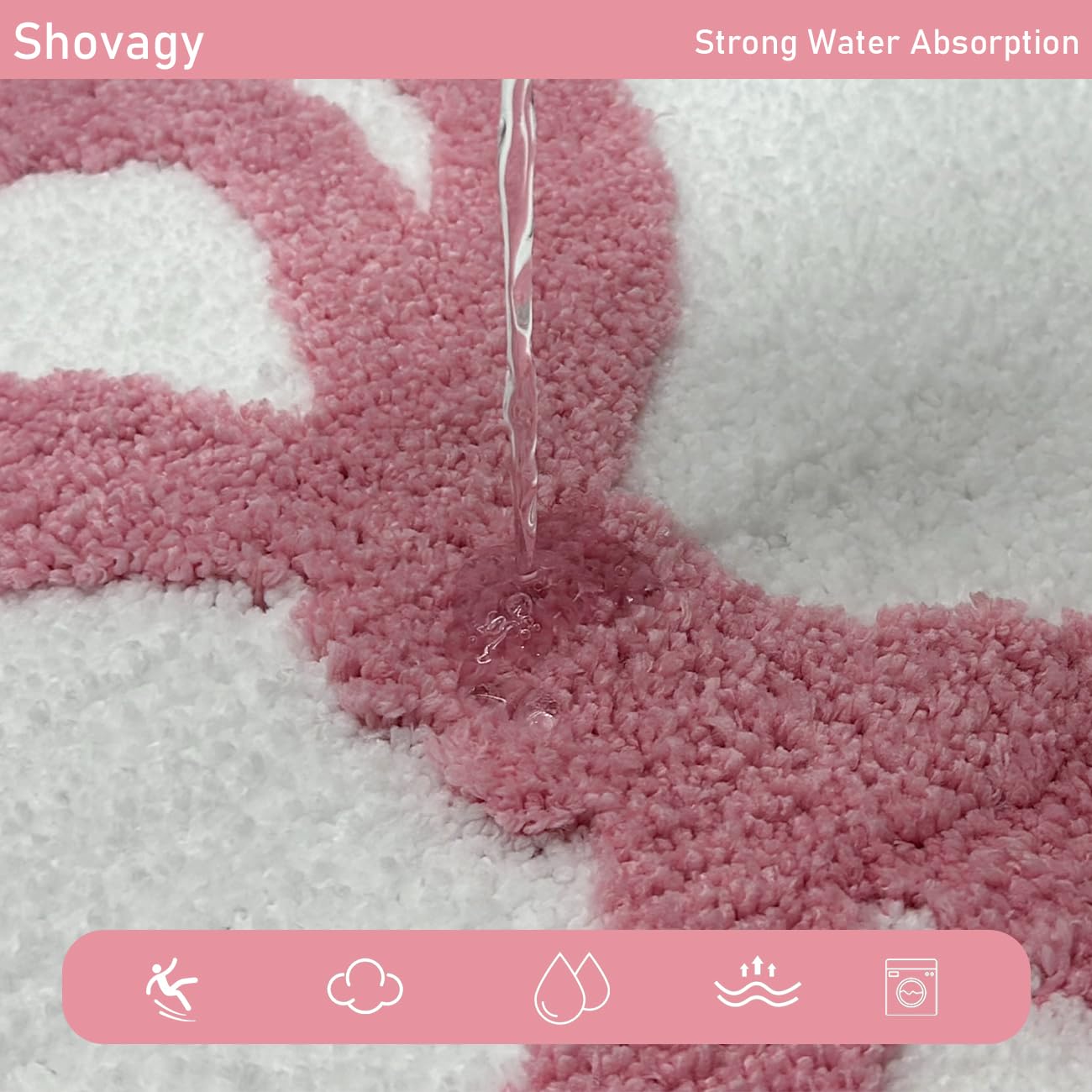 Alfombra de baño festoneada con lazo rosa, extra suave, bonita decoración estética, absorbente de agua, de secado rápido, antideslizante, para baño, bañera, fregadero, ducha, alfombra de suelo