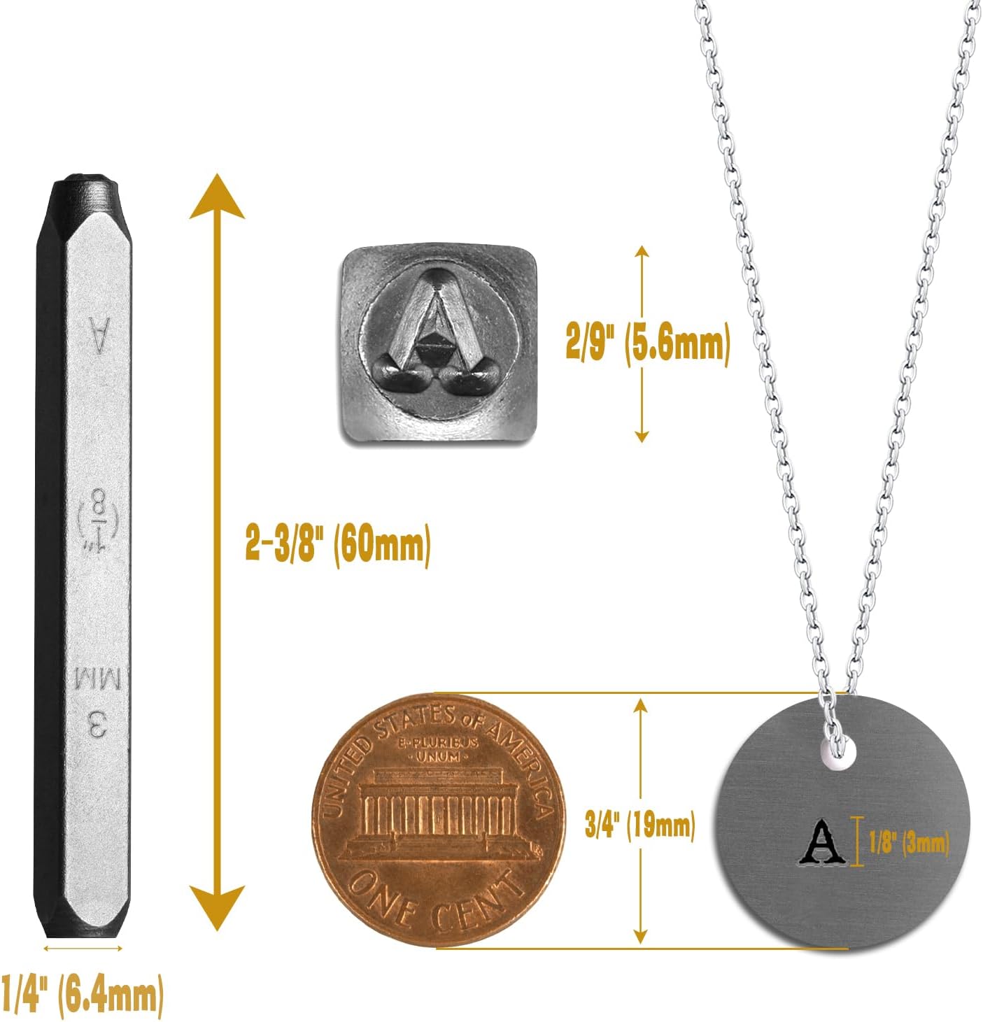 63pcs Metal Stamping Kit - Artistic Font 1/8"(3mm) Metal Stamps for Jewelry Making, Number & Letter Stamp Set(A-Z, a-z, 0-9) with Durable Storage Case [Dark Blue]