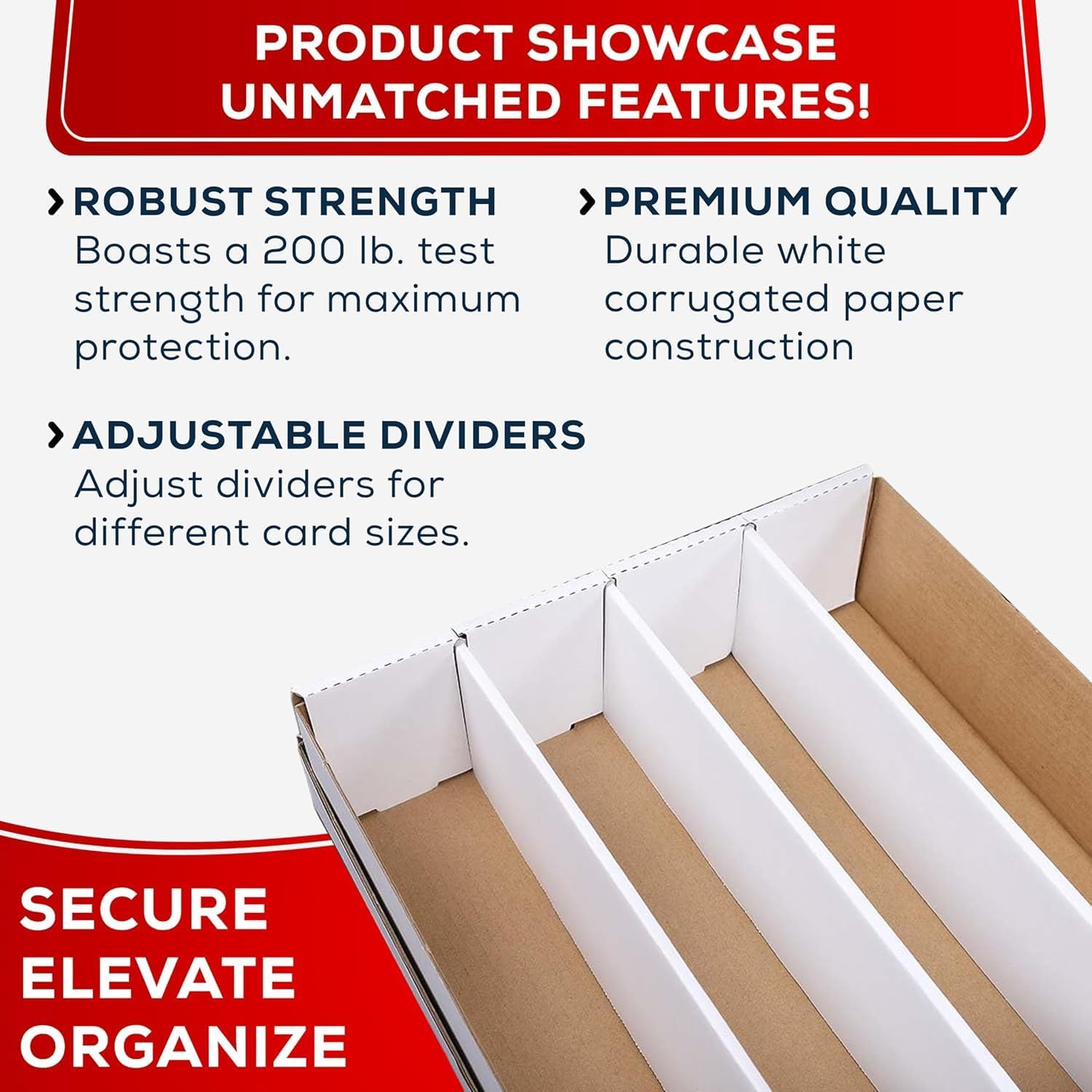 (2) Premium 3200 Count Storage Box 4 Row Monster - 200 Pound Test Strength - Trading Card Cardboard Box For Football, Basketball, Baseball & Gaming Cards - 2 Boxes - MADE IN THE USA