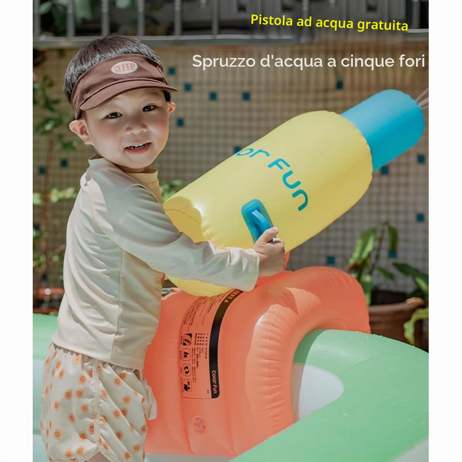 Piscina familiare per Bambini e Adulti 300*175cm,Piscine Gonfiabili Esterni Con ombrellone e scivolo,materiale spesso in PVC,Centro giochi acquatico gonfiabile per Cortile Esterno da Giardino