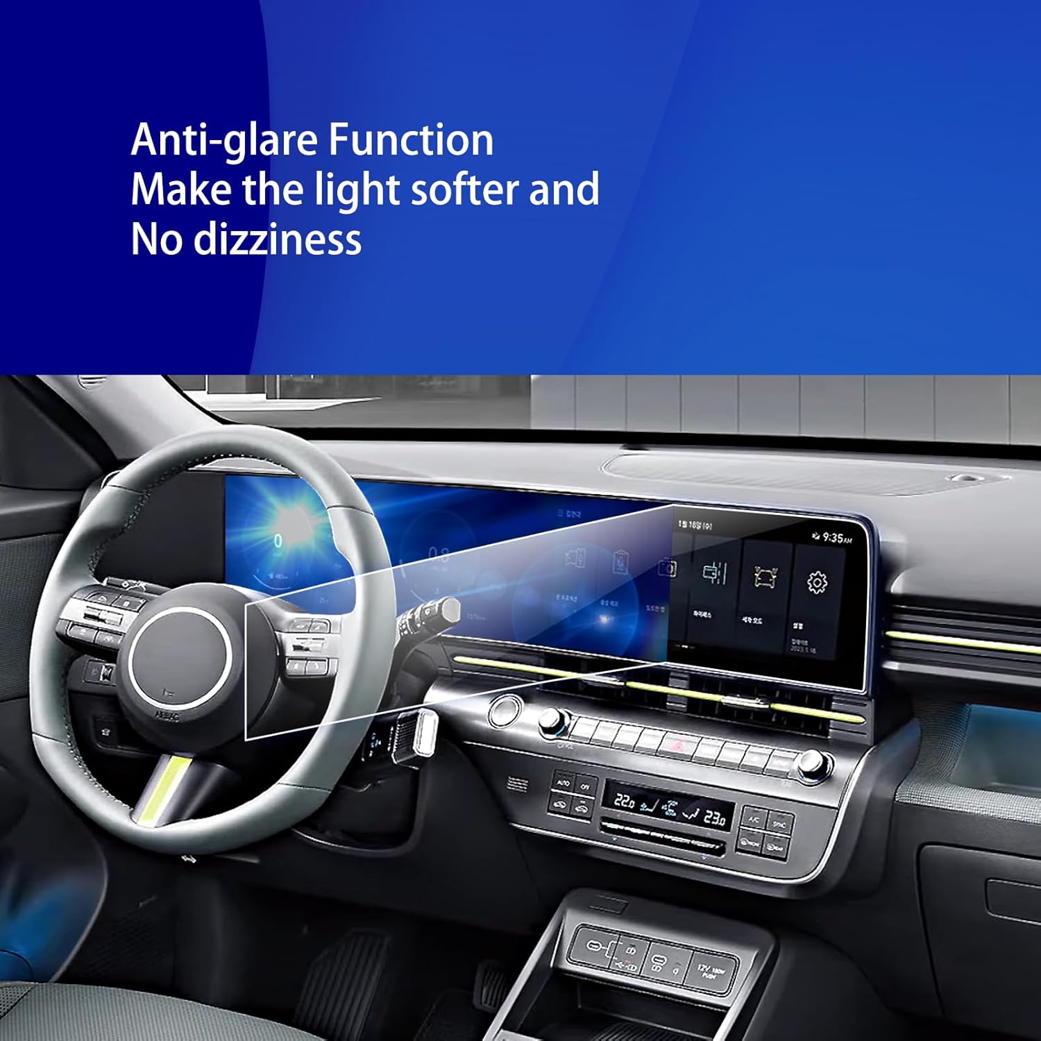 2025 2026 Hyundai Kona Screen Protector for 2024 2025 2026 Hyundai Kona N Line/Limited Dual 12.3Inch Plastic Screen Protector HD Touchscreen Protective Film for 2025 Kona Accessories (2pcs)