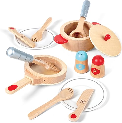 Miniatura 1 de Hape Cook & Serve Set | Juego de cocina de madera de 13 piezas con accesorios