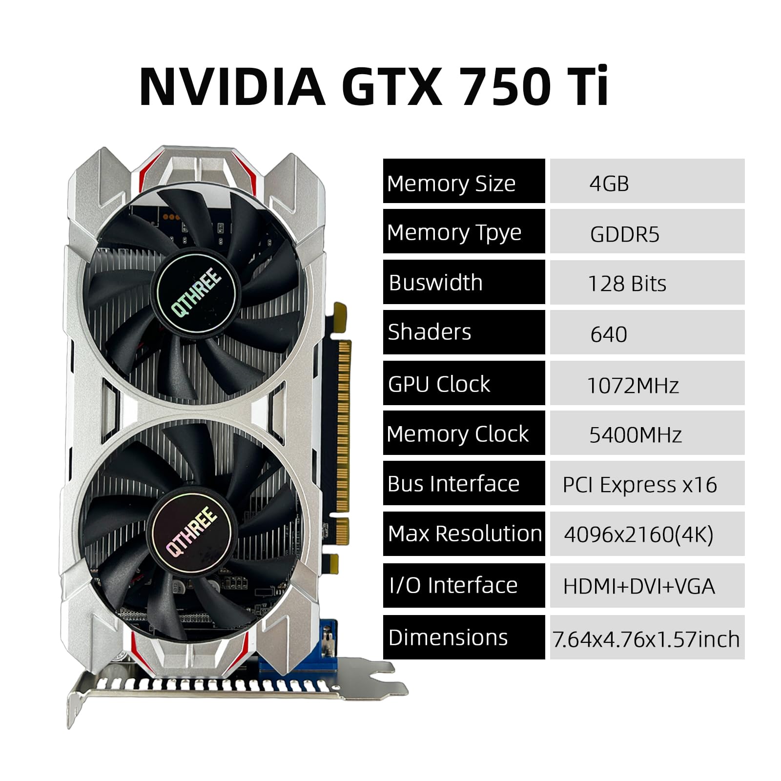 Amazon.com: QTHREE GeForce GTX 750 Ti 4GB Graphics Card,GDDR5