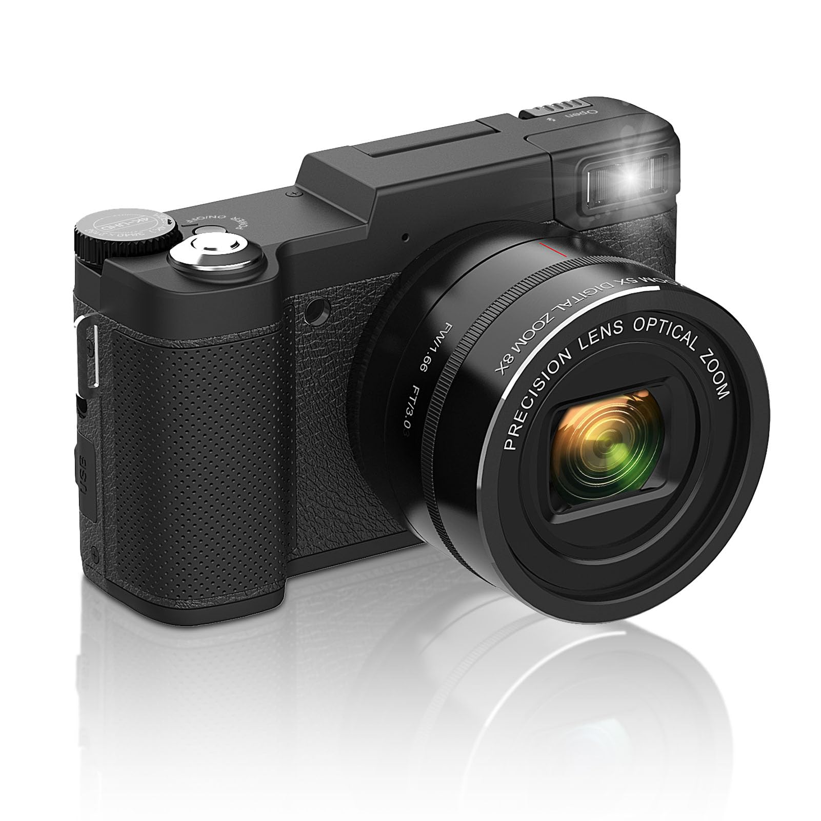 Fotocamera Digitale 4K per Fotografia, Fotocamera per Vlogging con Messa a Fuoco Automatica UHD da 48 MP con Schermo Ribaltabile a 180° da 3,0, Zoom Ottico 5X e Zoom Digitale