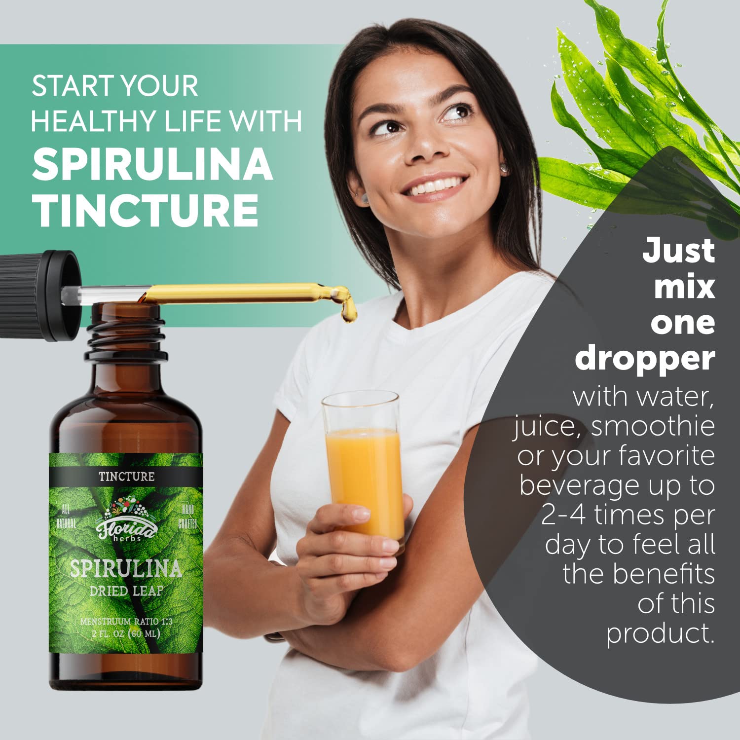 Spirulina Tincture, Organic Spirulina Extract (Arthrospira Platensis) Herbal Supplement, Non-GMO in Cold-Pressed Organic Vegetable Glycerin, 700 mg, 2 oz (60 ml) — Amazon image 4