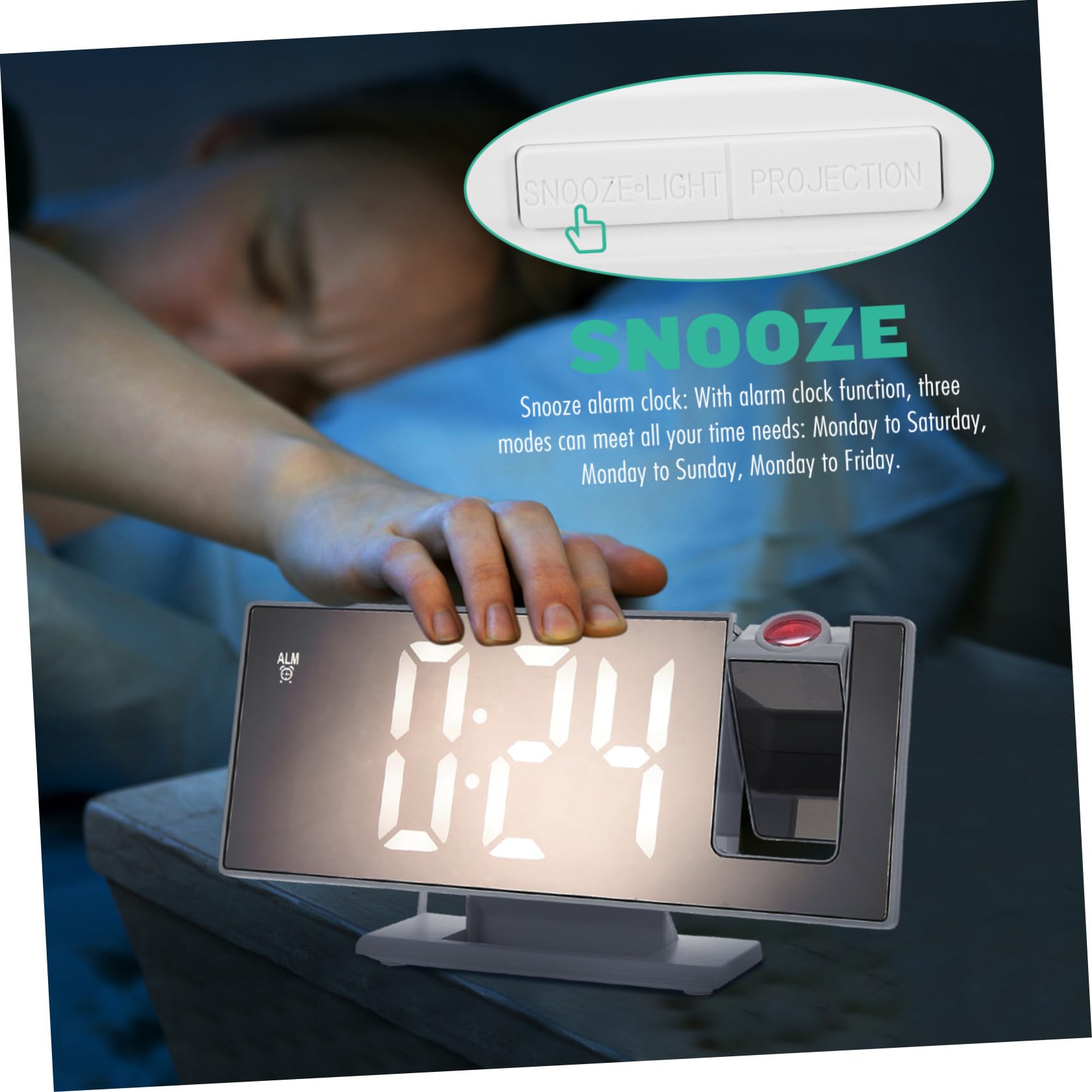 Reloj Despertador de Proyección Digital de Sobremesa Pantalla Grande
